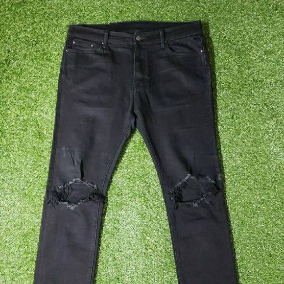 Mnml Womens Jeans 36 X 32 Black Distressed Stretch - Picture 3 of 9